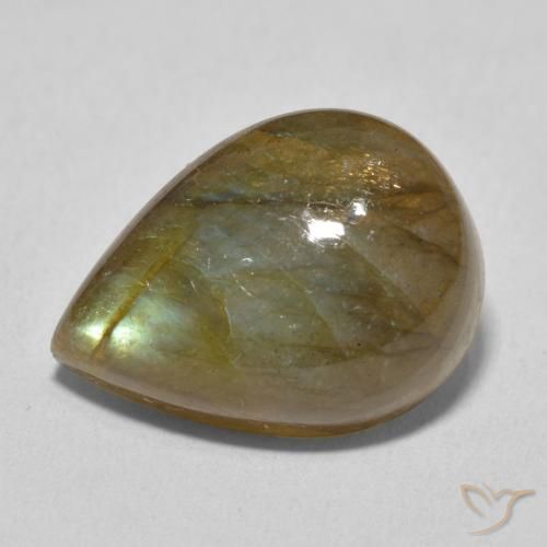 12.00ct 天然 マルチカラー ラブラドライト, 洋梨の形, 半透明
