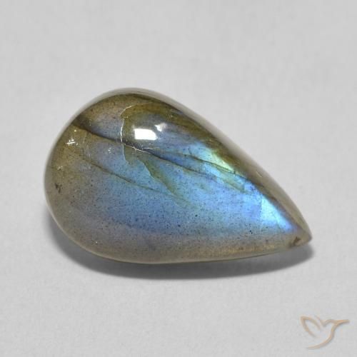 6.01ct 天然 マルチカラー ラブラドライト, 洋梨の形, 半透明