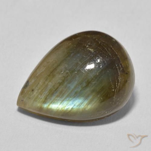 10.59ct 天然 マルチカラー ラブラドライト, 洋梨の形, 半透明