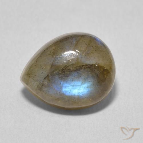 3.86ct 天然 マルチカラー ラブラドライト, 洋梨の形, 半透明