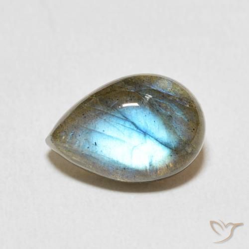 3.93ct 天然 マルチカラー ラブラドライト, 洋梨の形, 半透明