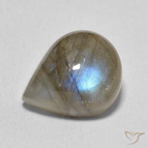 4.62ct 天然 マルチカラー ラブラドライト, 洋梨の形, 半透明