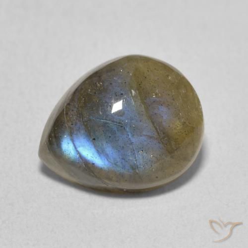 3.48ct 天然 マルチカラー ラブラドライト, 洋梨の形, 半透明