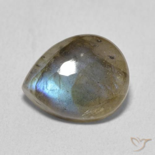 3.40ct 天然 マルチカラー ラブラドライト, 洋梨の形, 半透明