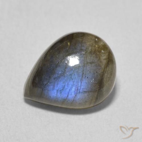 2.53ct 天然 マルチカラー ラブラドライト, 洋梨の形, 半透明