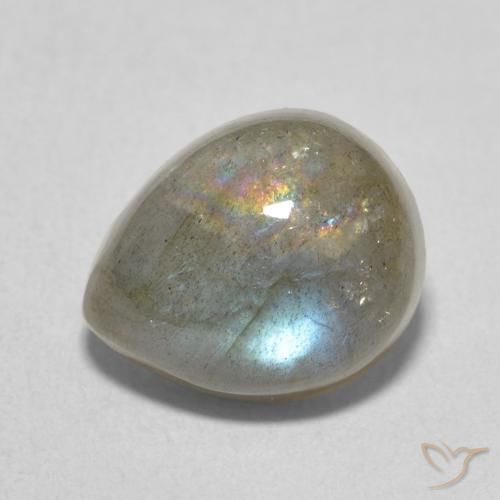 4.12ct 天然 マルチカラー ラブラドライト, 洋梨の形, 半透明