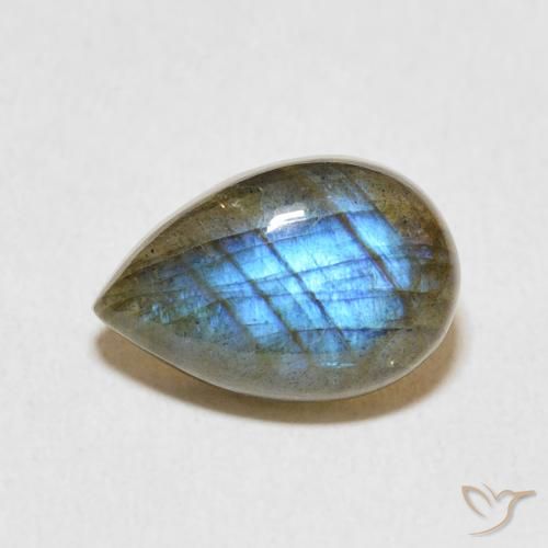 3.76ct 天然 マルチカラー ラブラドライト, 洋梨の形, 半透明