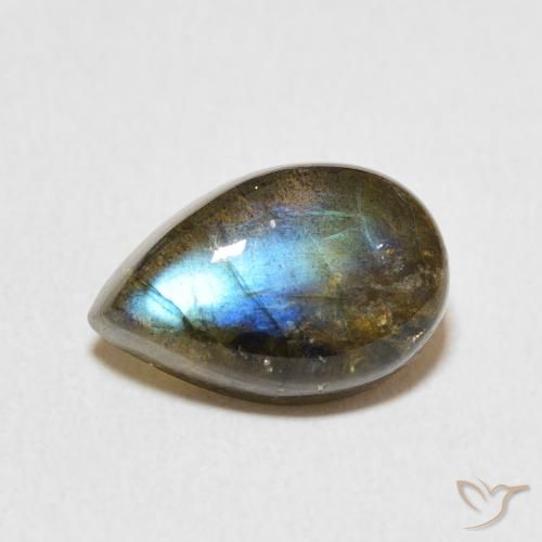 3.51ct 天然 マルチカラー ラブラドライト, 洋梨の形, 半透明