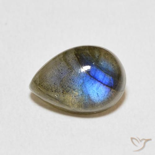 2.37ct 天然 マルチカラー ラブラドライト, 洋梨の形, 半透明