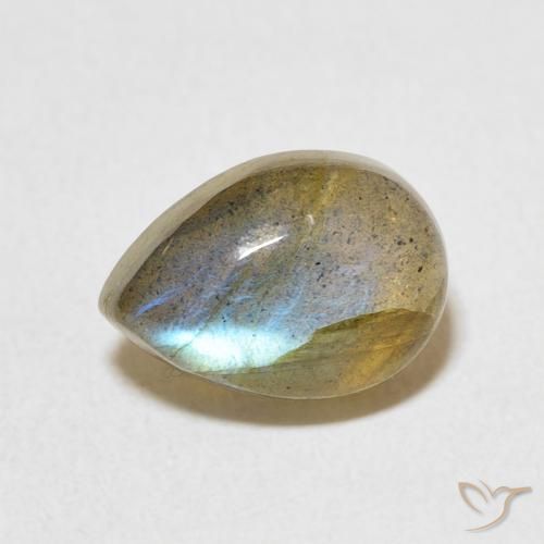 2.63ct 天然 マルチカラー ラブラドライト, 洋梨の形, 半透明