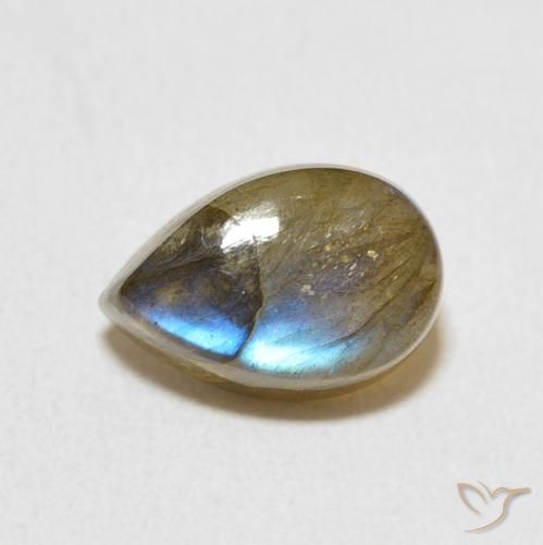 2.52ct 天然 マルチカラー ラブラドライト, 洋梨の形, 半透明
