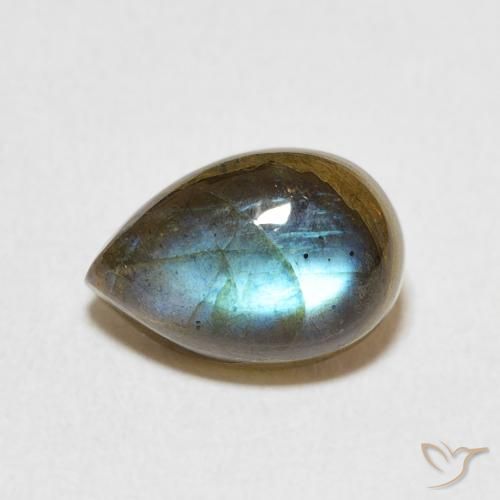 2.66ct 天然 マルチカラー ラブラドライト, 洋梨の形, 半透明