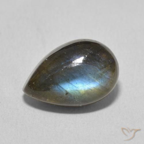 3.85ct 天然 マルチカラー ラブラドライト, 洋梨の形, 半透明