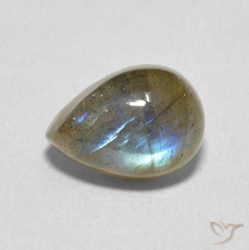 2.58ct 天然 マルチカラー ラブラドライト, 洋梨の形, 半透明