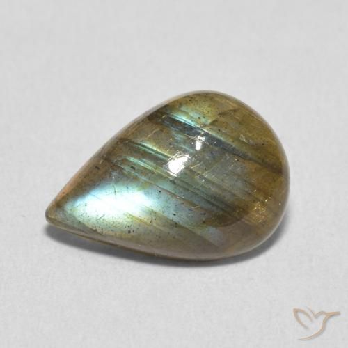 3.35ct 天然 マルチカラー ラブラドライト, 洋梨の形, 半透明