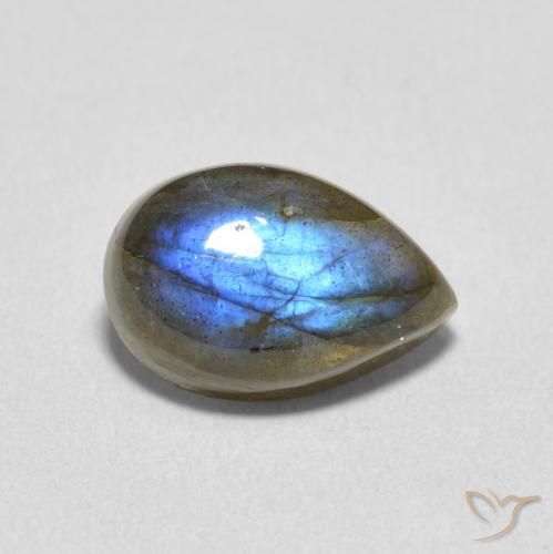 3.60ct 天然 マルチカラー ラブラドライト, 洋梨の形, 半透明