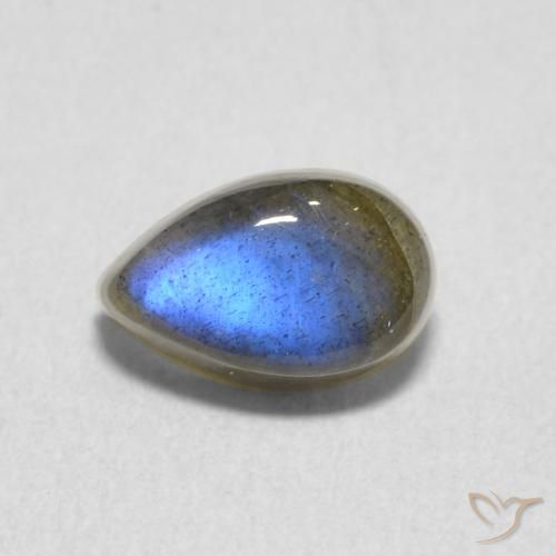 1.18ct 天然 マルチカラー ラブラドライト, 洋梨の形, 半透明