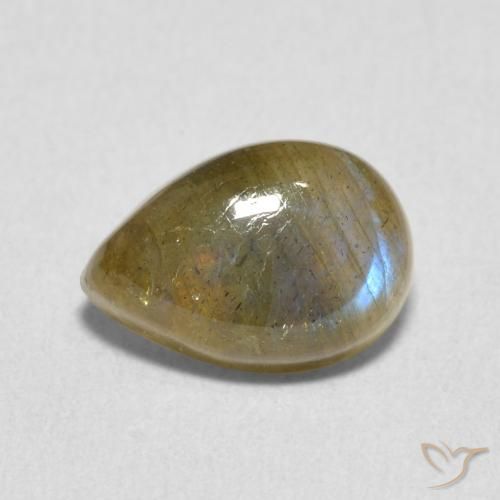 2.38ct 天然 マルチカラー ラブラドライト, 洋梨の形, 半透明