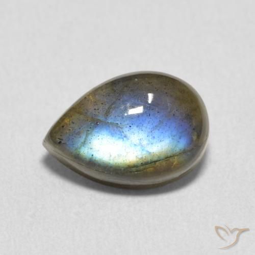 2.35ct 天然 マルチカラー ラブラドライト, 洋梨の形, 半透明