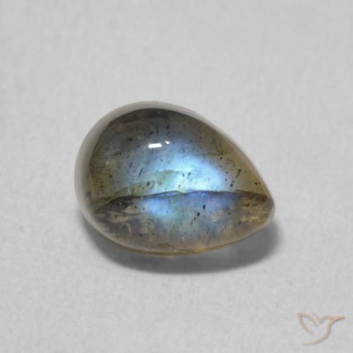 1.03ct 天然 マルチカラー ラブラドライト, 洋梨の形, 半透明