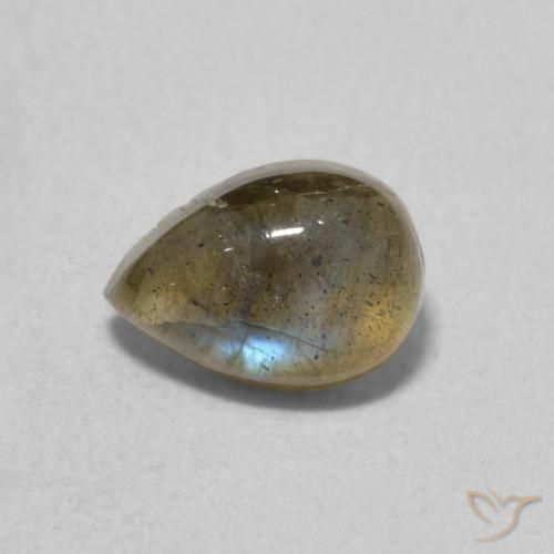 0.87ct 天然 マルチカラー ラブラドライト, 洋梨の形, 半透明
