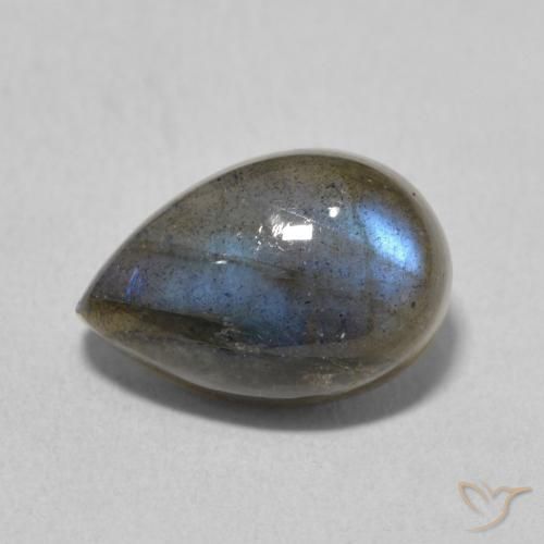 4.06ct 天然 マルチカラー ラブラドライト, 洋梨の形, 半透明