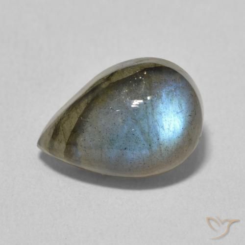 3.90ct 天然 マルチカラー ラブラドライト, 洋梨の形, 半透明