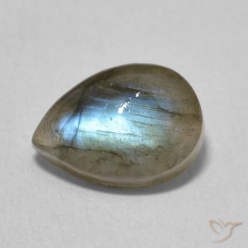 2.55ct 天然 マルチカラー ラブラドライト, 洋梨の形, 半透明