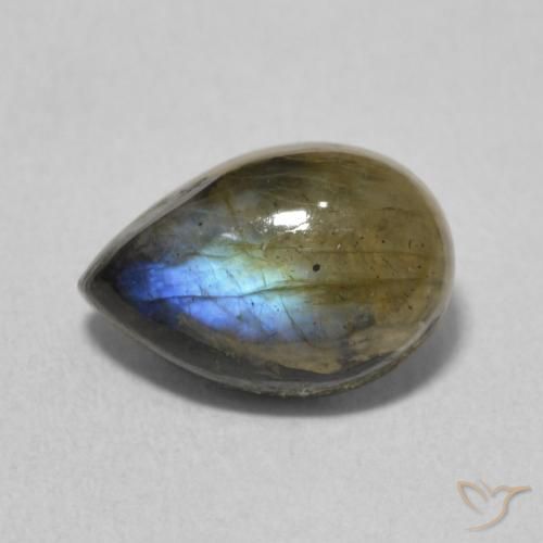 2.31ct 天然 マルチカラー ラブラドライト, 洋梨の形, 半透明
