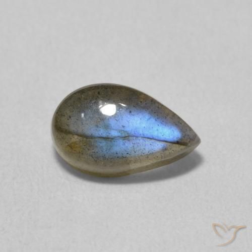 1.05ct 天然 マルチカラー ラブラドライト, 洋梨の形, 半透明