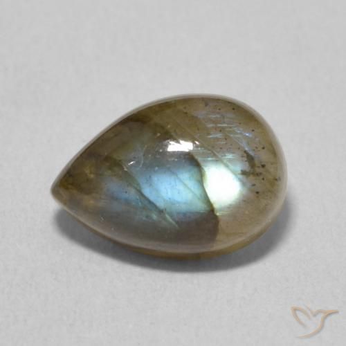 2.48ct 天然 マルチカラー ラブラドライト, 洋梨の形, 半透明