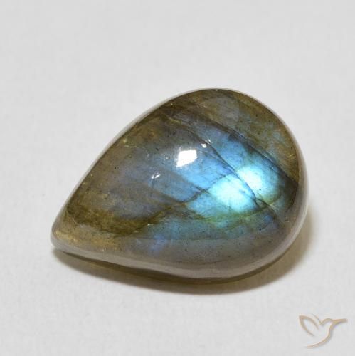 8.66ct 天然 マルチカラー ラブラドライト, 洋梨の形, 半透明