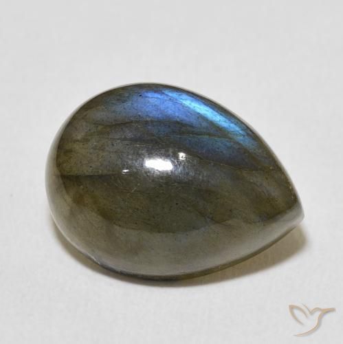 9.42ct 天然 マルチカラー ラブラドライト, 洋梨の形, 半透明