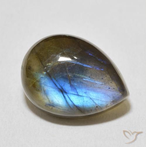 10.57ct 天然 マルチカラー ラブラドライト, 洋梨の形, 透明
