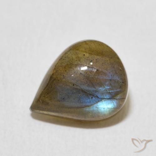 2.77ct 天然 マルチカラー ラブラドライト, 洋梨の形, 半透明