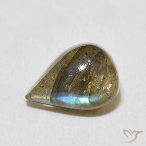 2.67ct 天然 マルチカラー ラブラドライト, 洋梨の形, 半透明