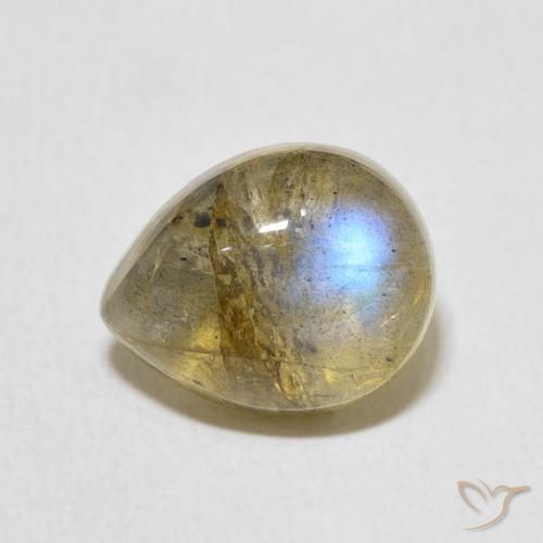 3.95ct 天然 マルチカラー ラブラドライト, 洋梨の形, 半透明