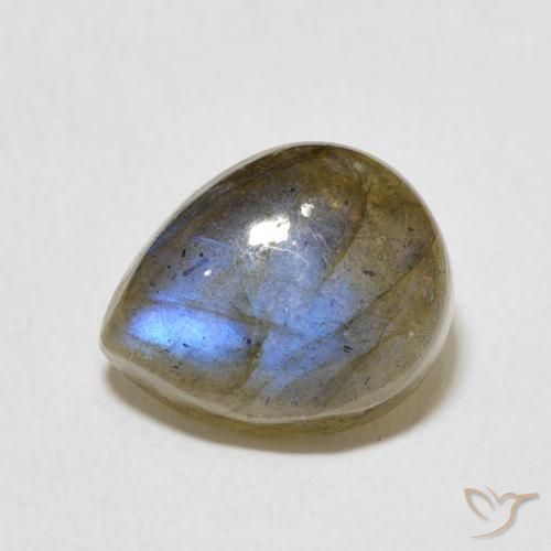 3.87ct 天然 マルチカラー ラブラドライト, 洋梨の形, 半透明
