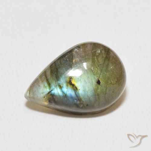 4.47ct 天然 マルチカラー ラブラドライト, 洋梨の形, 半透明