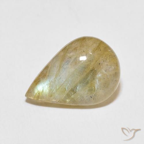 3.40ct 天然 マルチカラー ラブラドライト, 洋梨の形, 半透明