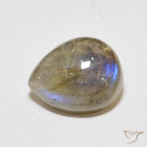 3.92ct 天然 マルチカラー ラブラドライト, 洋梨の形, 半透明