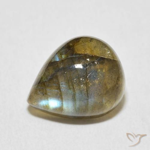 4.78ct 天然 マルチカラー ラブラドライト, 洋梨の形, 半透明