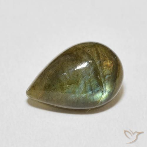 3.62ct 天然 マルチカラー ラブラドライト, 洋梨の形, 半透明