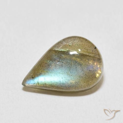3.57ct 天然 マルチカラー ラブラドライト, 洋梨の形, 半透明