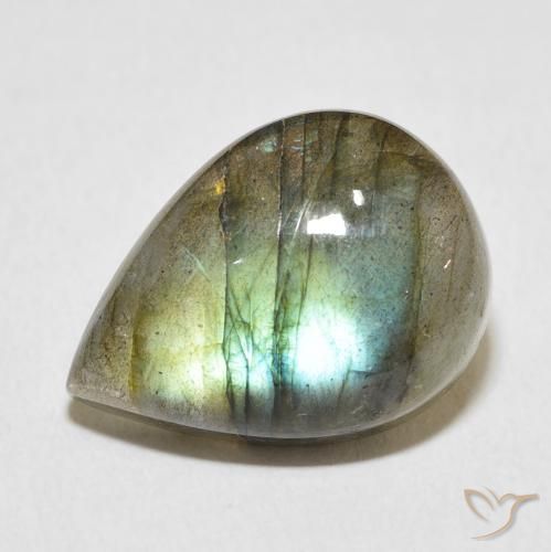 11.64ct 天然 マルチカラー ラブラドライト, 洋梨の形, 半透明