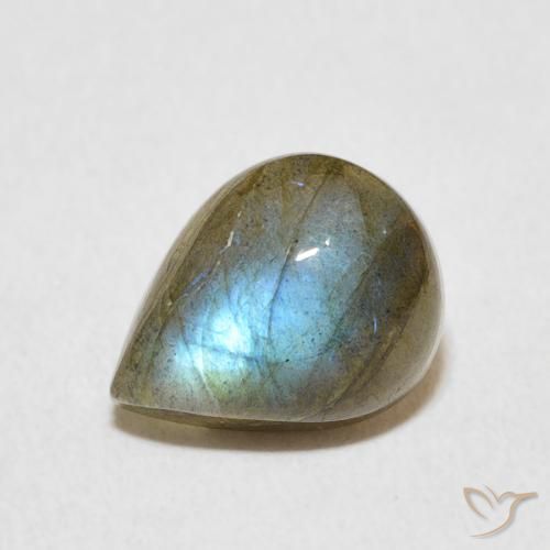 2.65ct 天然 マルチカラー ラブラドライト, 洋梨の形, 半透明