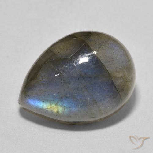 10.67ct 天然 マルチカラー ラブラドライト, 洋梨の形, 半透明