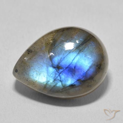 10.74ct 天然 マルチカラー ラブラドライト, 洋梨の形, 半透明