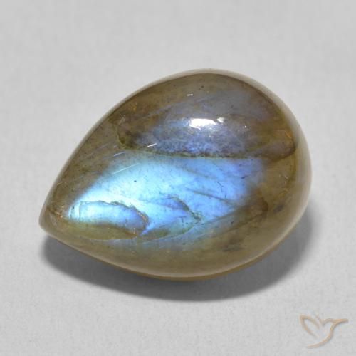 10.14ct 天然 マルチカラー ラブラドライト, 洋梨の形, 半透明