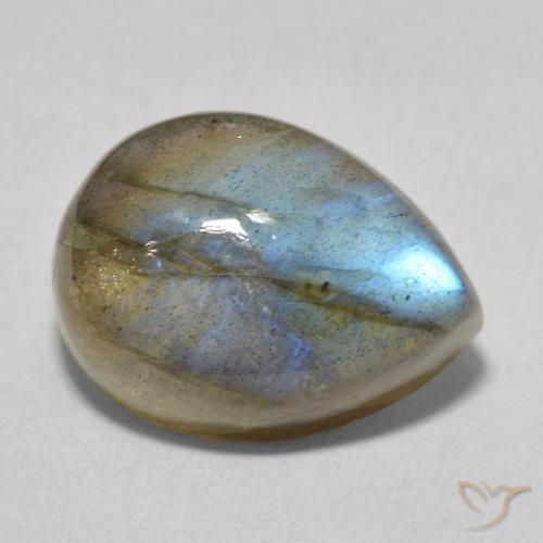 10.35ct 天然 マルチカラー ラブラドライト, 洋梨の形, 半透明